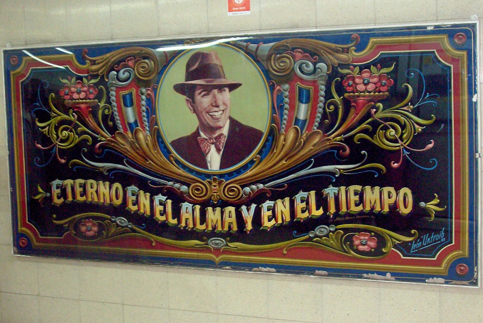 Un fileteado de Gardel en el barrio del Abasto