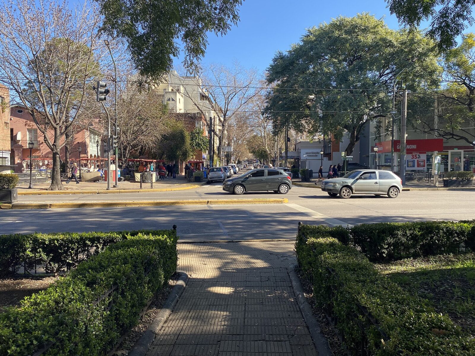Una calle arbolada de Adrogué, en Almirante Brown