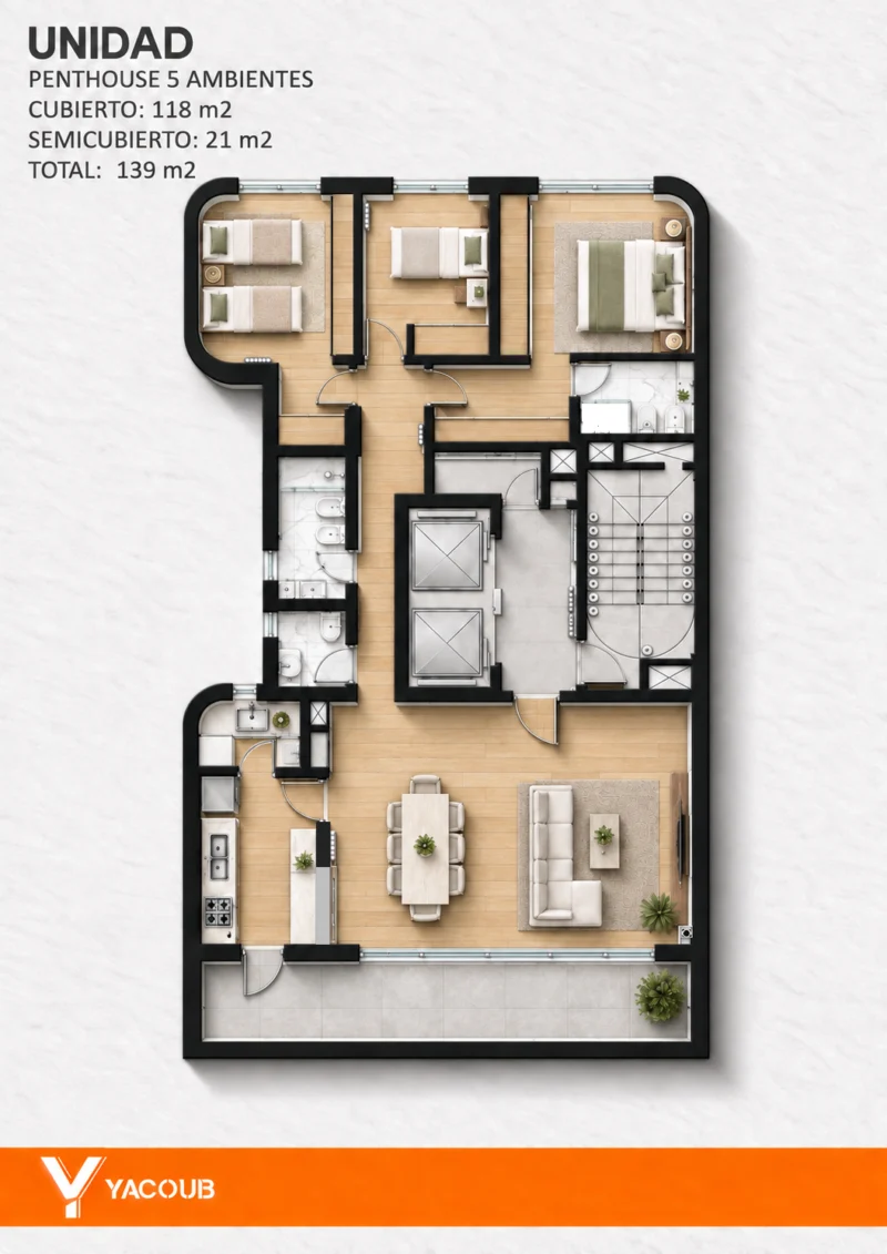 Plano Opus Nova OPUS NOVA NIVEL 1 — con muebles